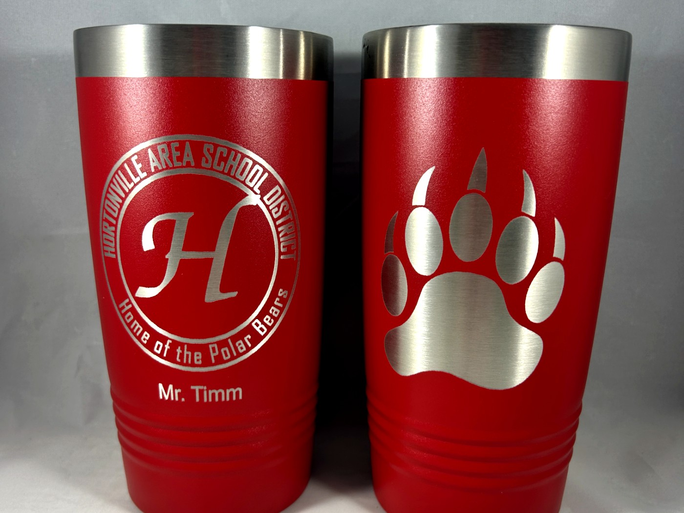 Hortonville Polar Bears Engraved Tumbler - custom laser-engraved by Yogerst Solutions, Fox Cities WI